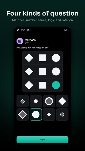 An IQ test matrix: pick the tile that completes the grid