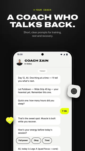 A chat with Coach Zain about today's session, sleep and energy