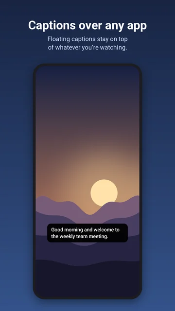 Floating captions over a video: Good morning and welcome to the weekly team meeting.